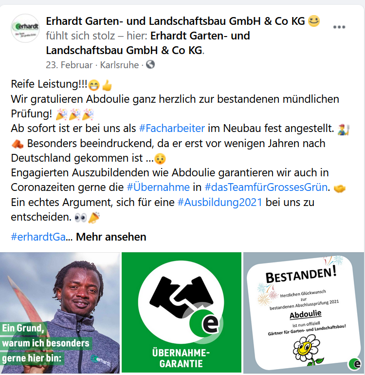 Azubis auf Instagram, Erhardt Galabau