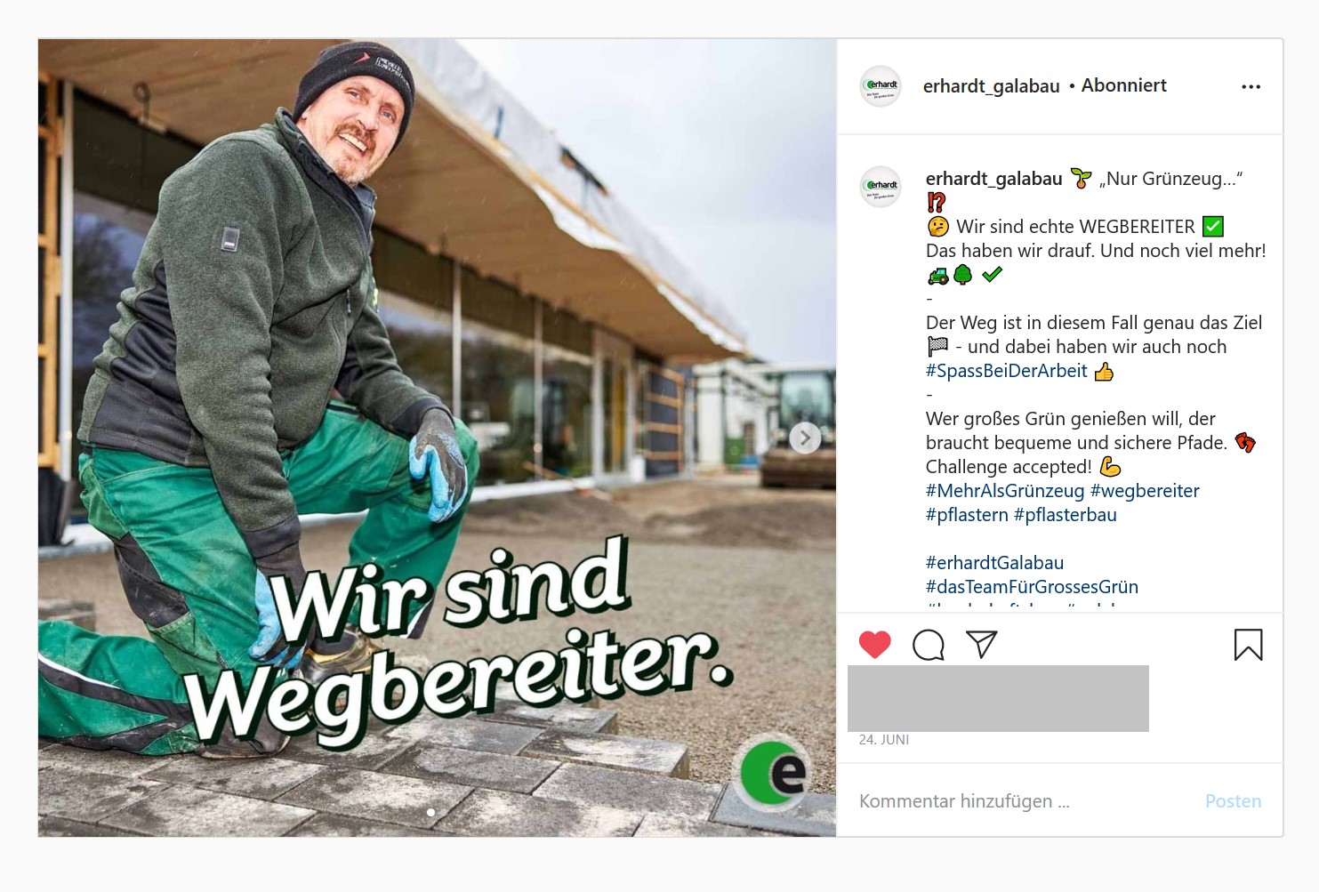 Instabeitrag Wegbereiter Erhardt Galabau