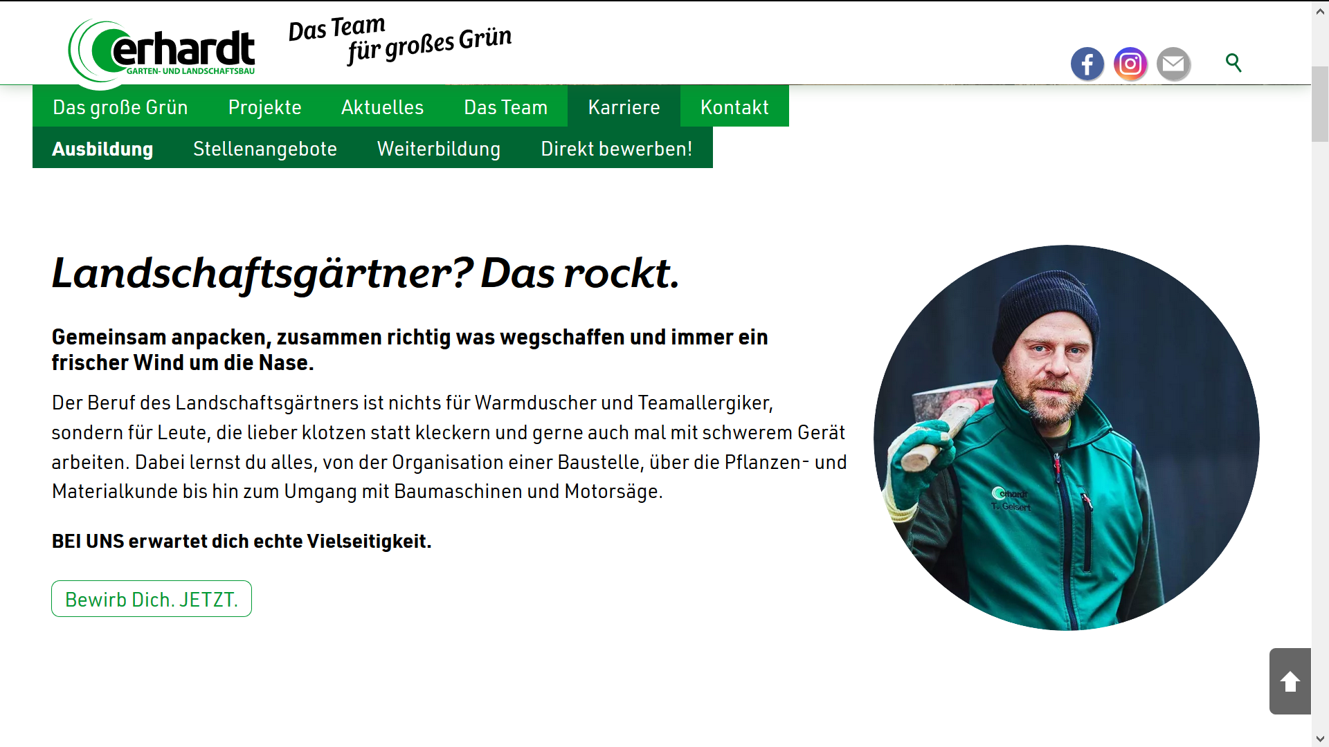 Azubi-Seite Erhardt Galabau Header