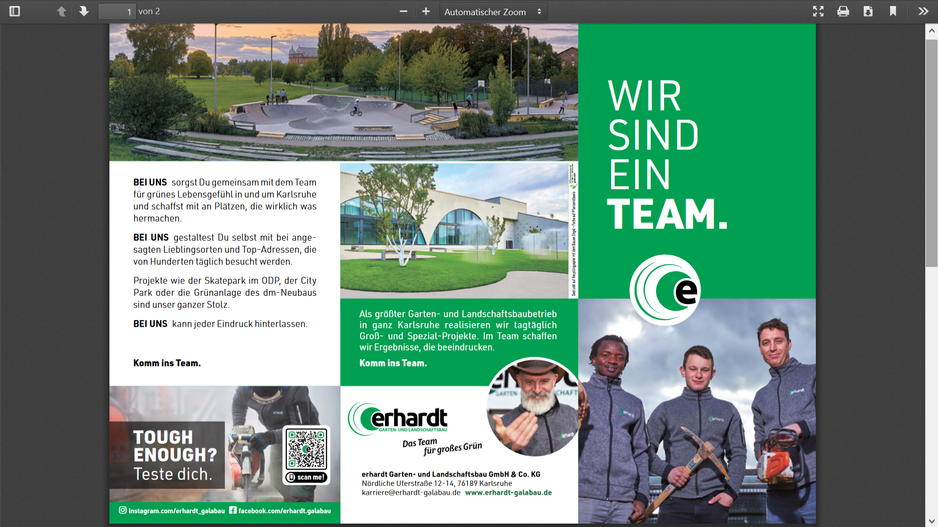 Flyer Azubi-Anwerbung Erhardt Galabau