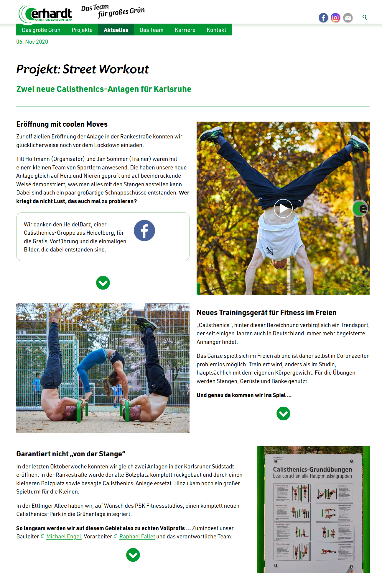 Corporate Blogging Calisthenics Park Erhardt Galabau