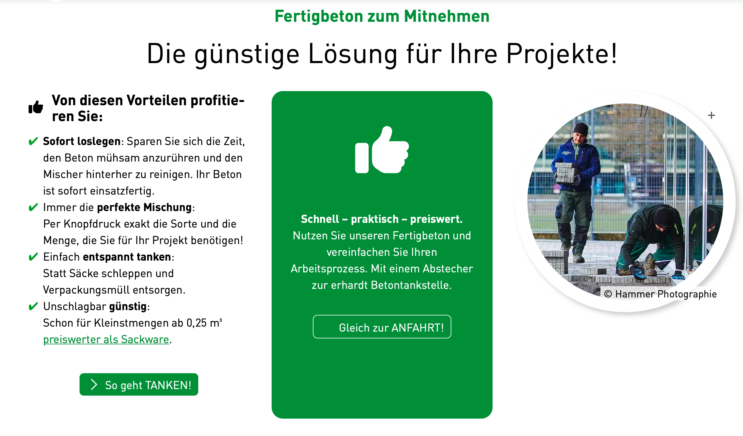 Landingpage Erhardt Betontankstelle Screenshot